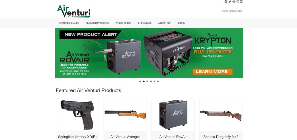 Air Venturi website Topa factory